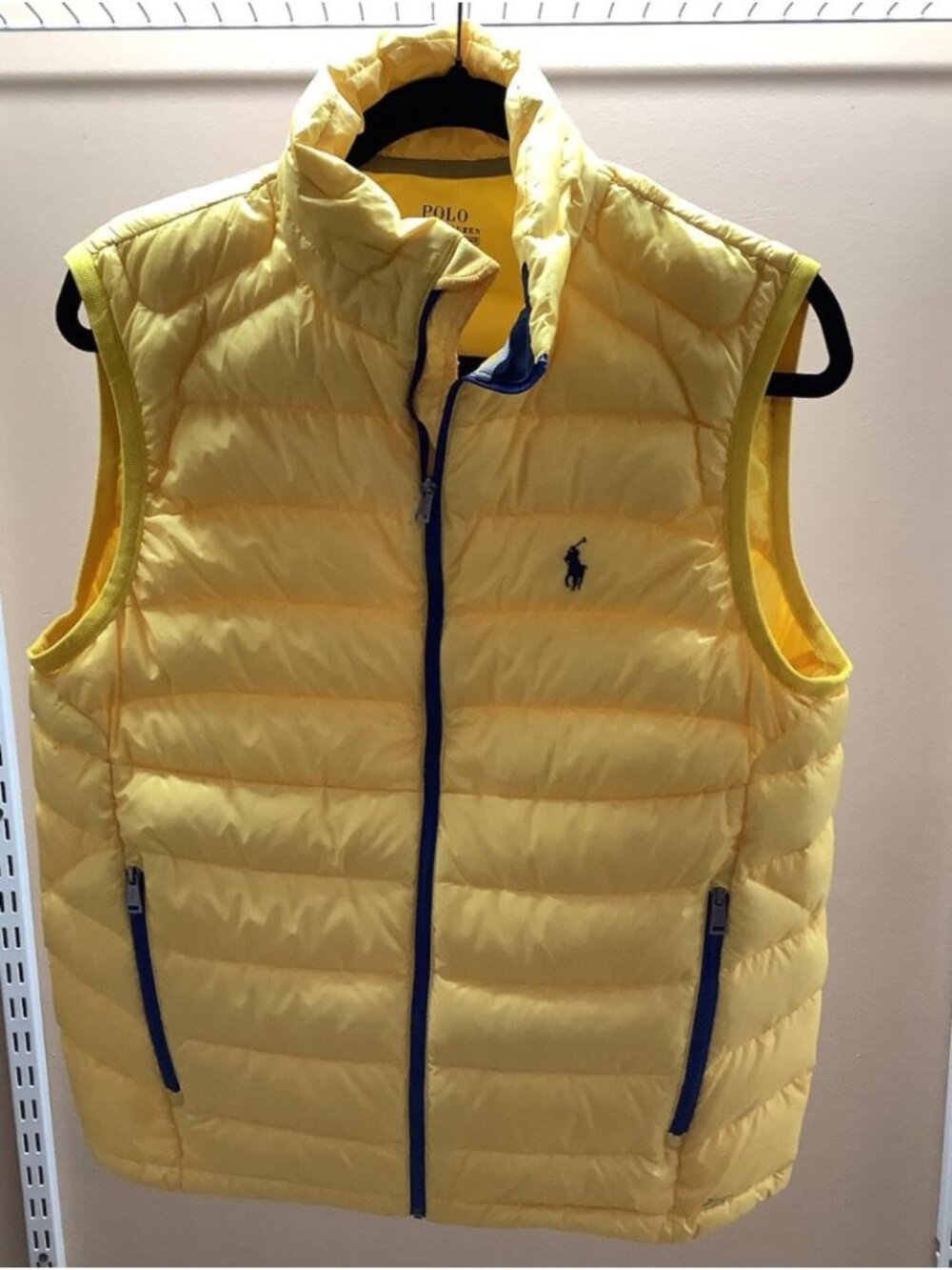 Polo Ralph Lauren Size Medium Men's Yellow Quilted Puffer Performance Vest. Used
